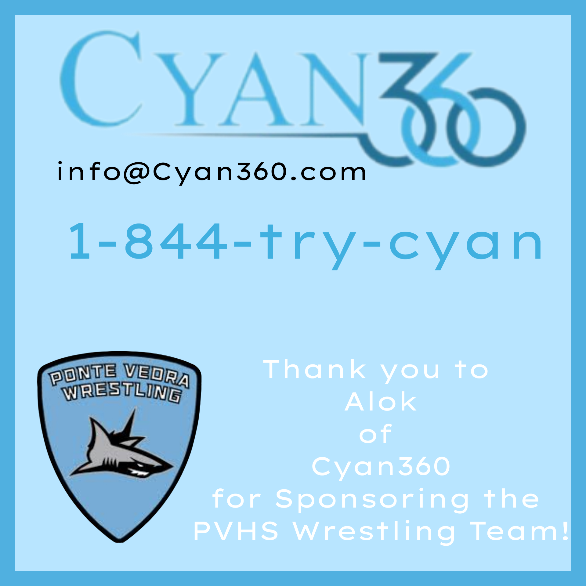 Cyan 360 - Sponsor of the Ponte Vedra High School Wrestling Team