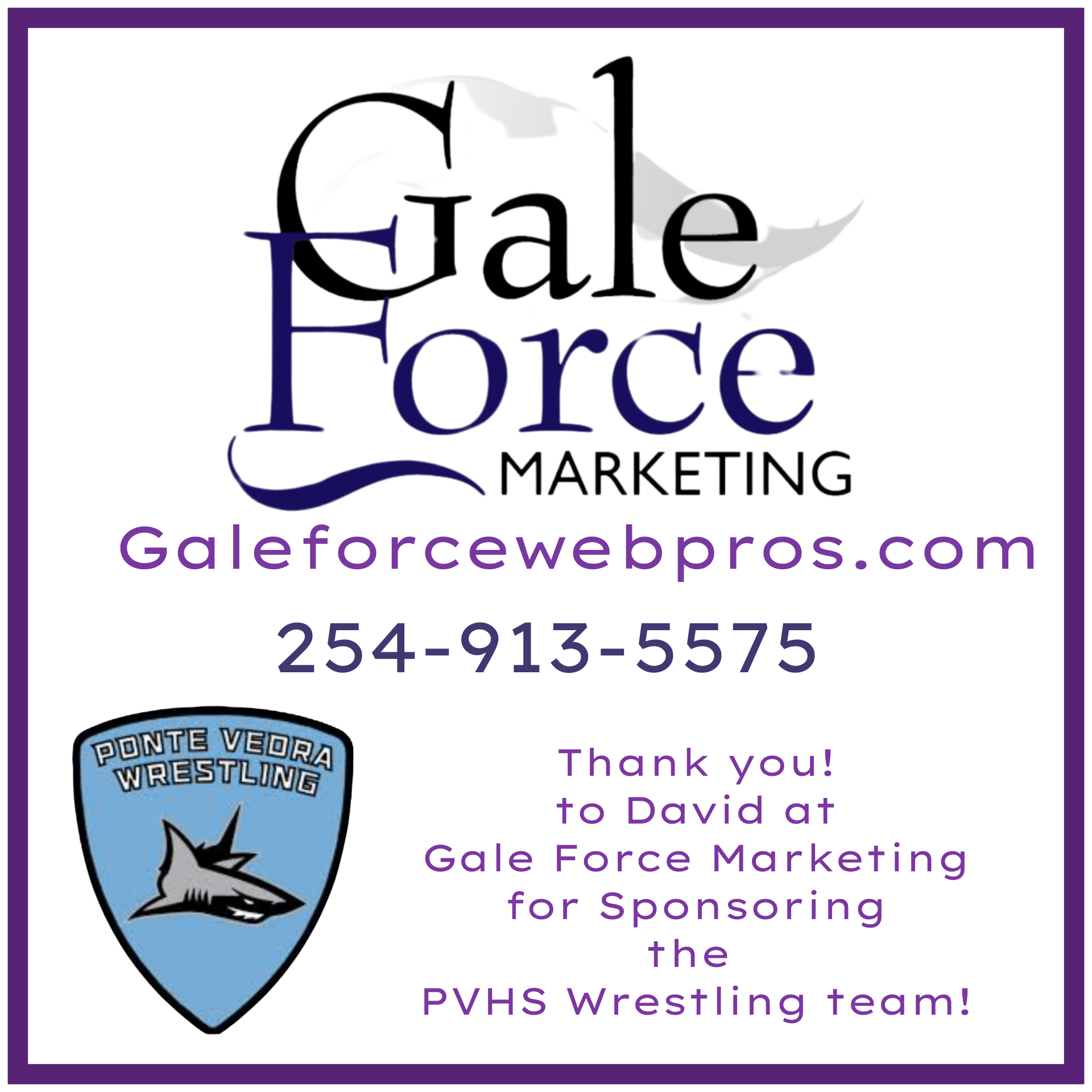 Gale Force Marketing, Inc. - Sponsor of the Ponte Vedra High School Wrestling Team