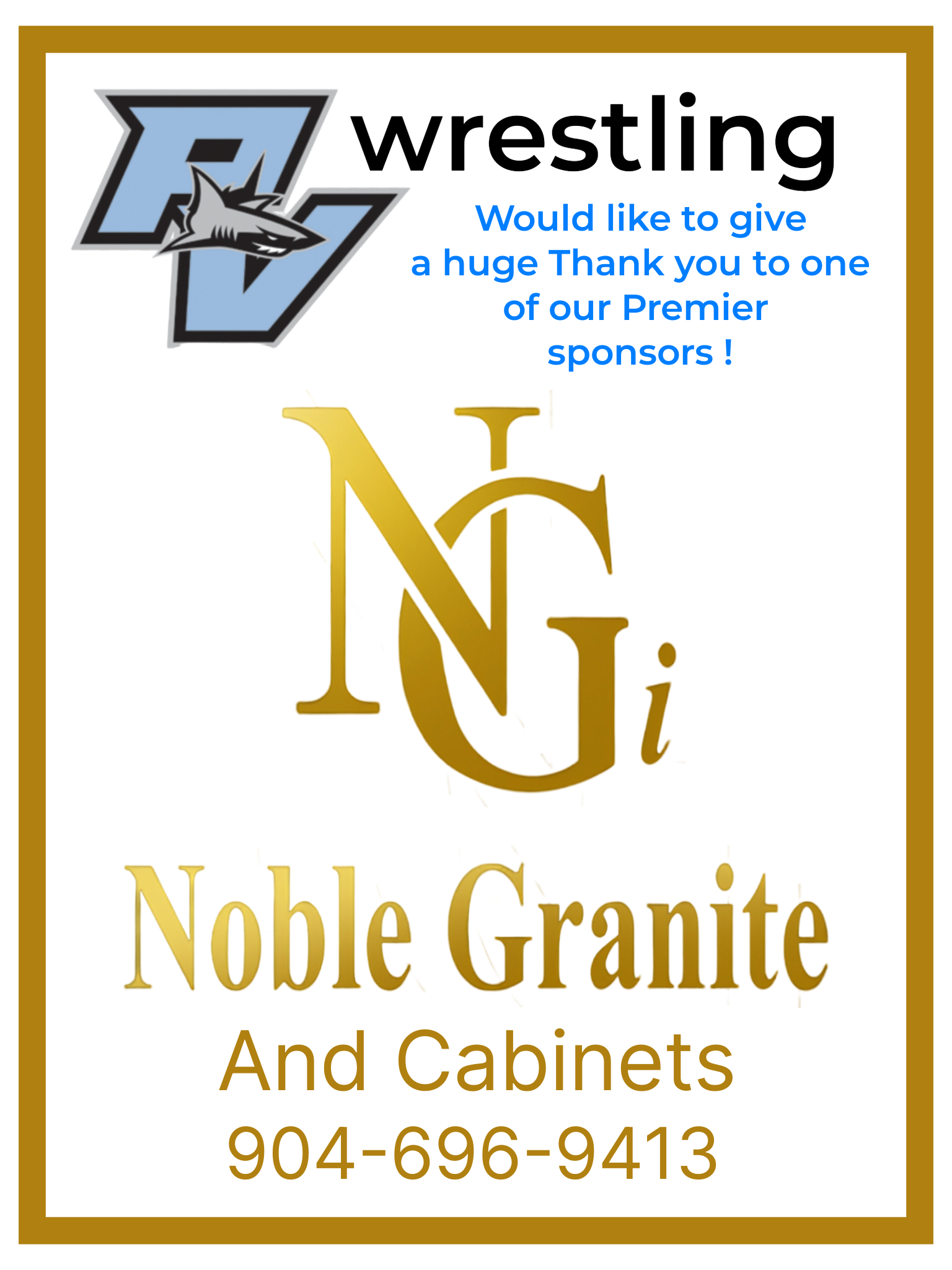 Noble Granite and Cabinets - Sponsor of the Ponte Vedra High School Wrestling Team